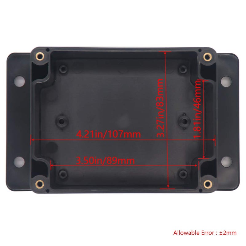 Raculety Project Box IP65 Waterproof Junction Box ABS Plastic Black Electrical Boxes DIY Electronic Project Case Power Enclosure with Fixed Ear, Black4.53 x 3.54 x 2.17 inch - Image 3